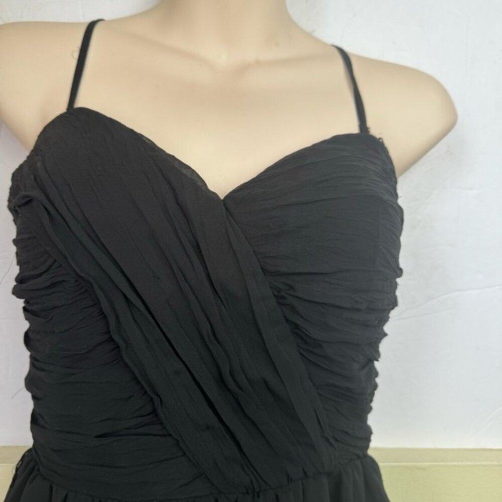 Guess NWOT Chiffon Evening Dress Ruched Sweetheart Faux Wrap Skirt Ruffle Draped - Picture 5 of 16